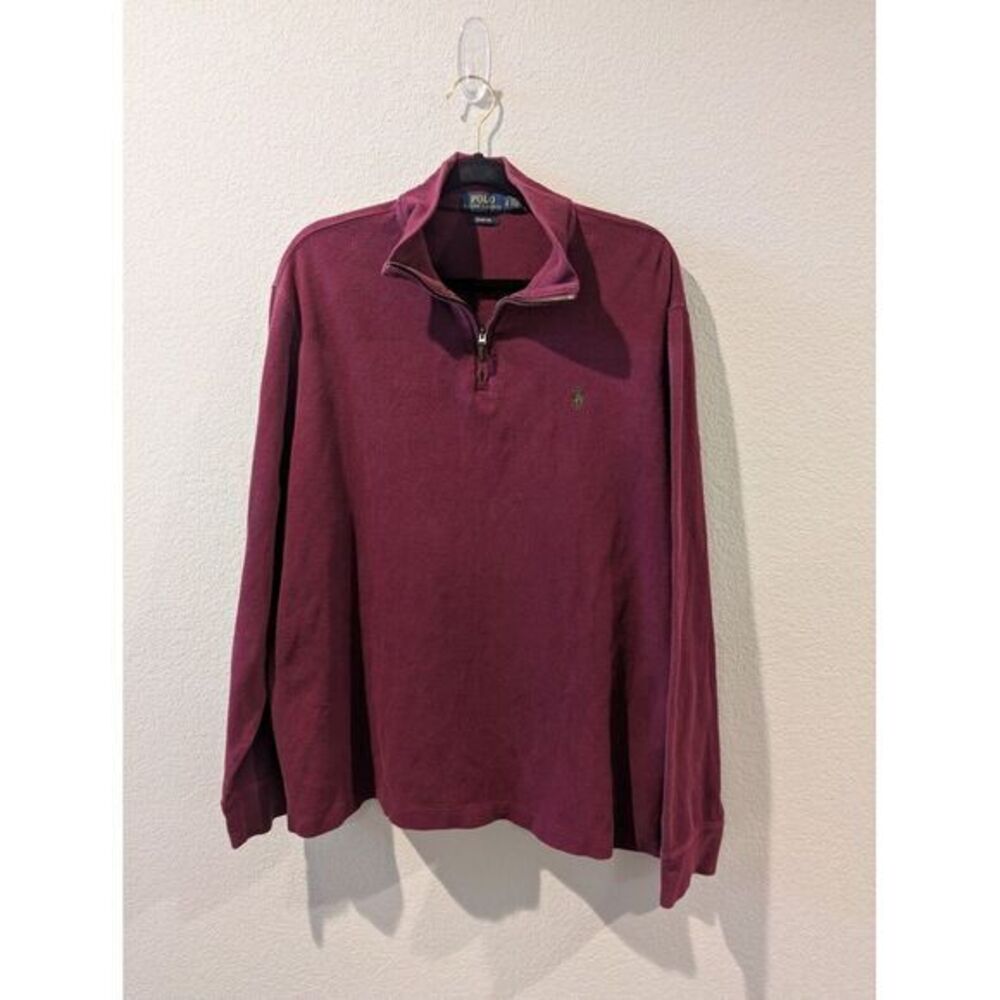 Polo Ralph Lauren Pullover‎ Sweater Sz XL Red Maroon Green Pony old money style